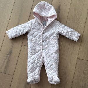 RALPH LAUREN Quilted Pink Hooded Baby One Piece - size 9 months